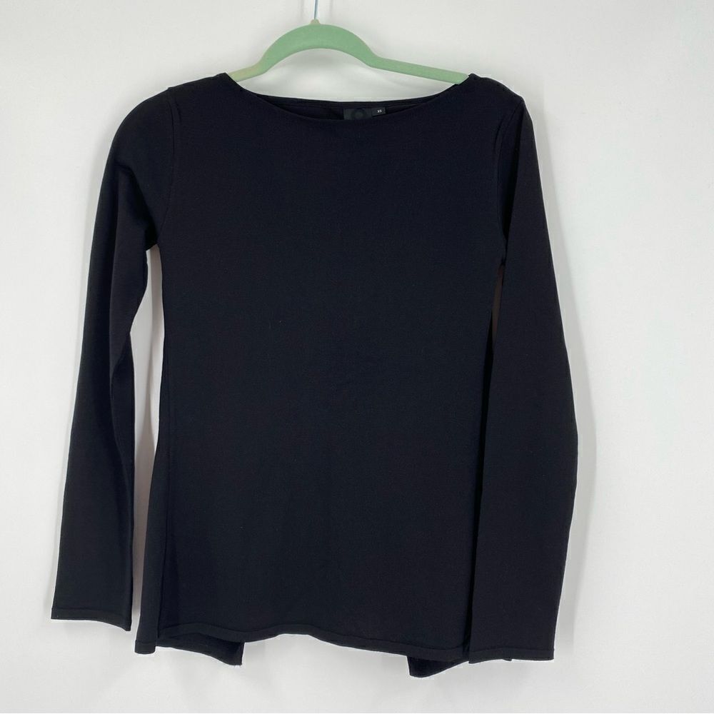 Network Women’s High Neck Slit Back Long Sleeve Knit Sweater Black Size XS